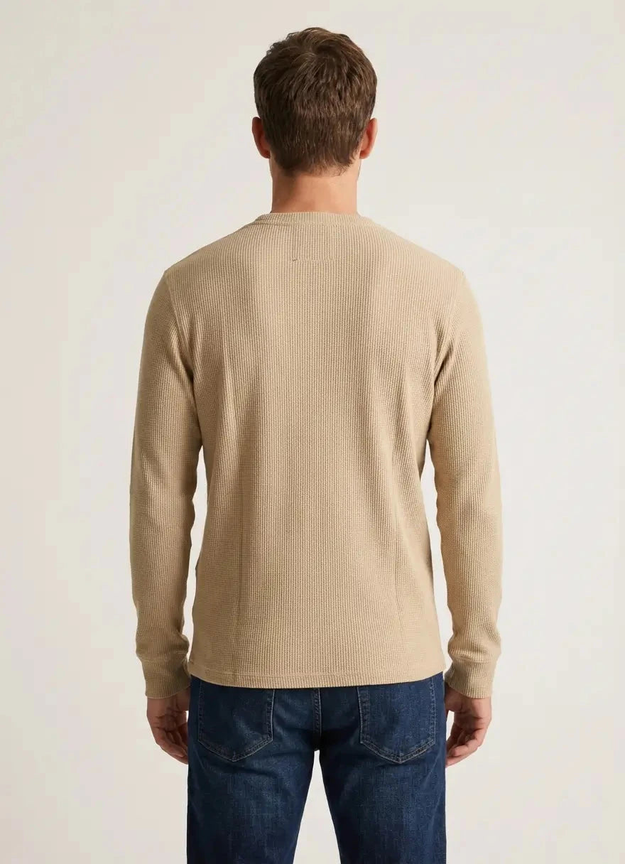 Ben Sherman Henley Waffle Knit Cornstalk Top - Subwear