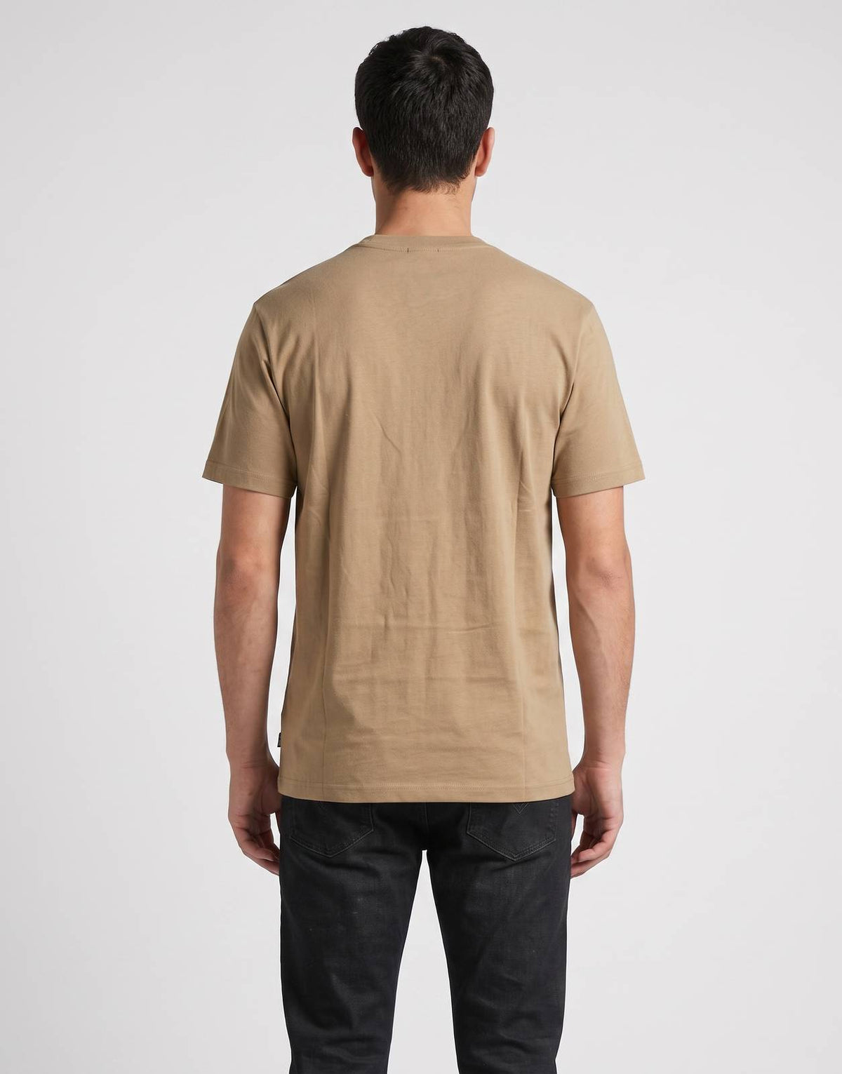 Ben Sherman Target Cornstalk T-Shirt for men, a classic short-sleeve, crew-neck tee in a warm cornstalk tan, back view.