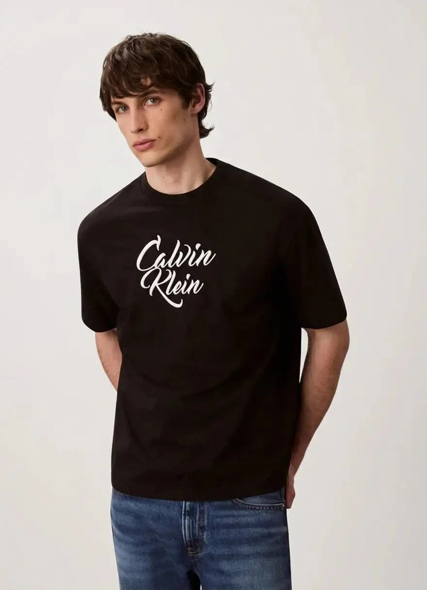 Calvin Klein Cursive Graphic T-Shirt Black - Subwear