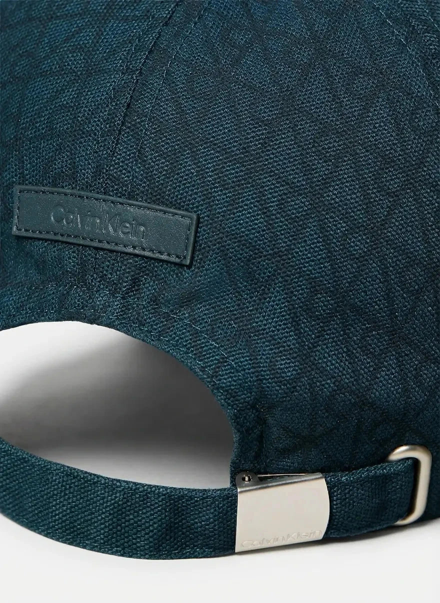 Calvin Klein Emblem Print Teal Leather Patch Cap - Subwear