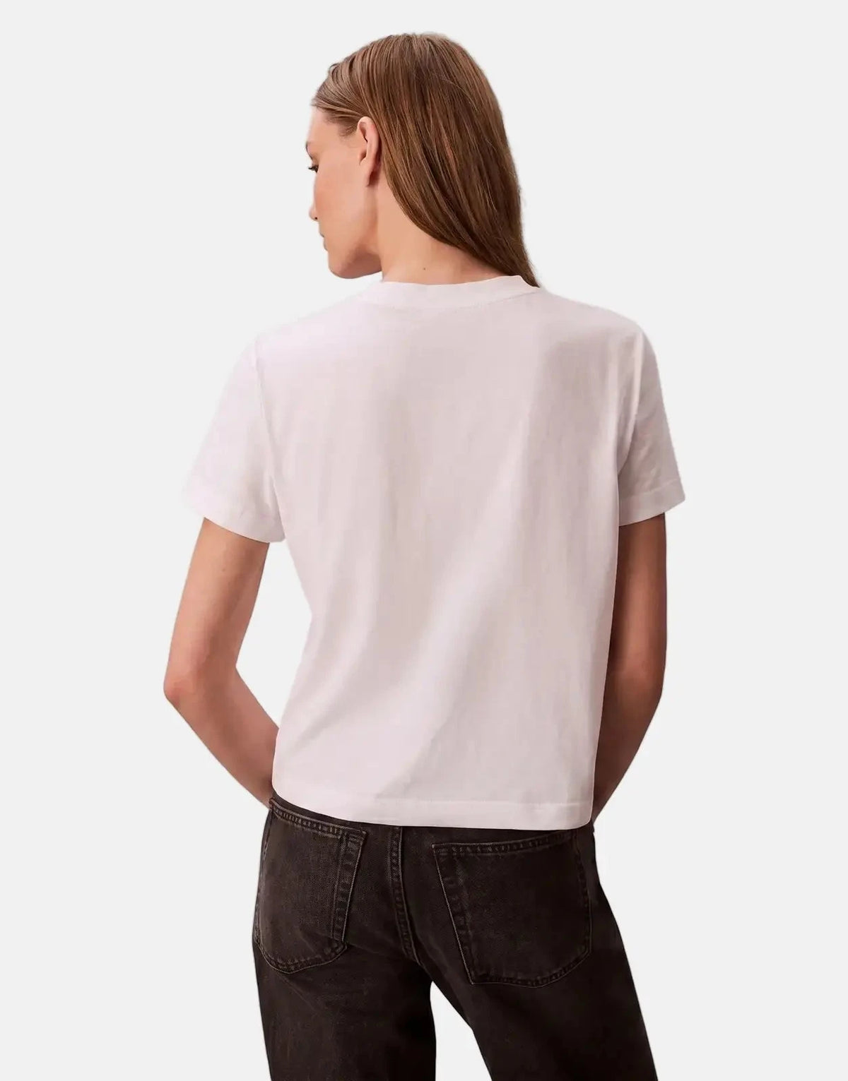 Calvin Klein Fitted Script T-Shirt Wht - Subwear