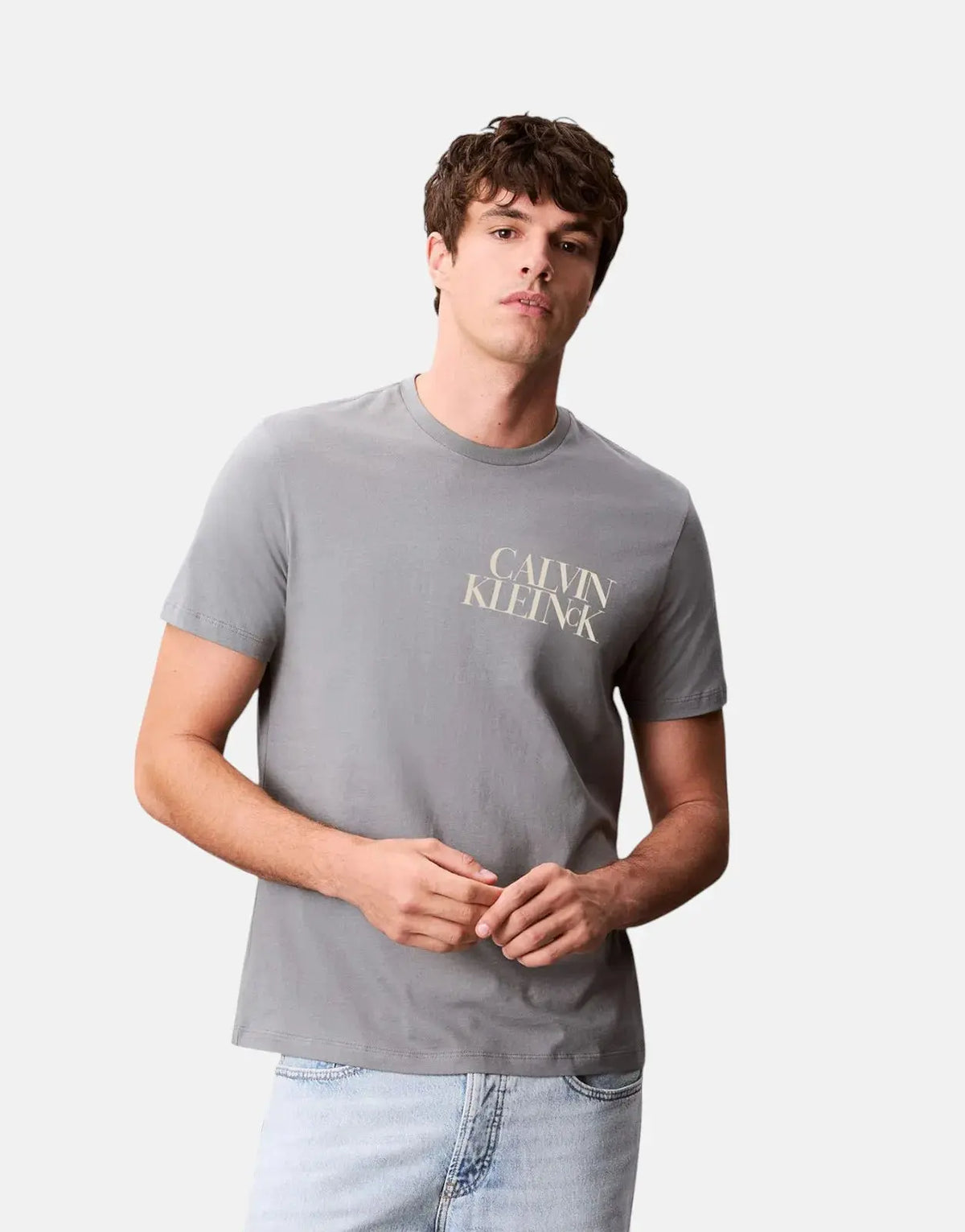 Calvin Klein Word Stack Graphic Grey T-Shirt - Subwear