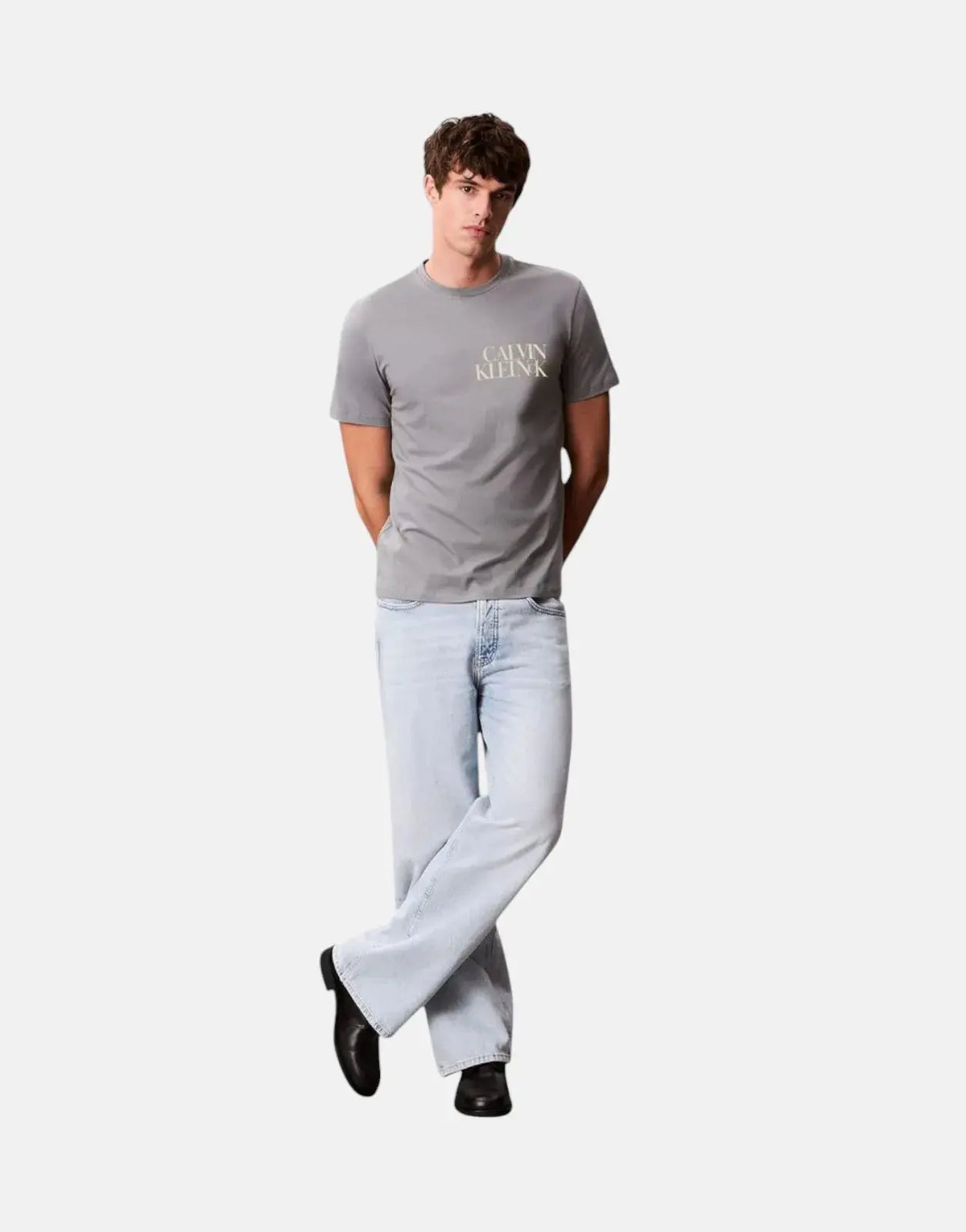 Calvin Klein Word Stack Graphic Grey T-Shirt - Subwear