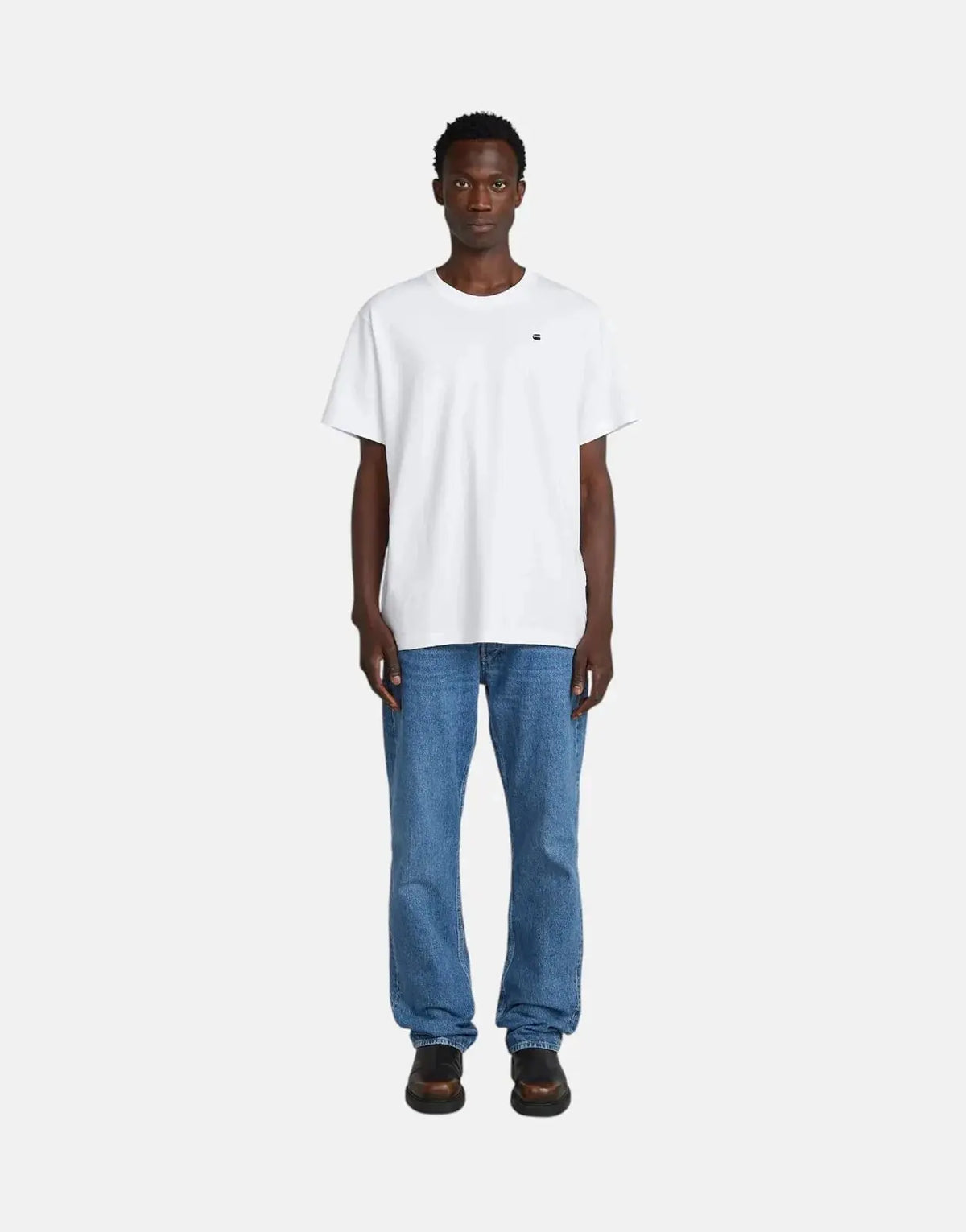 G-Star RAW Back Photo Print Loose White Knee Patch T-Shirt - Subwear