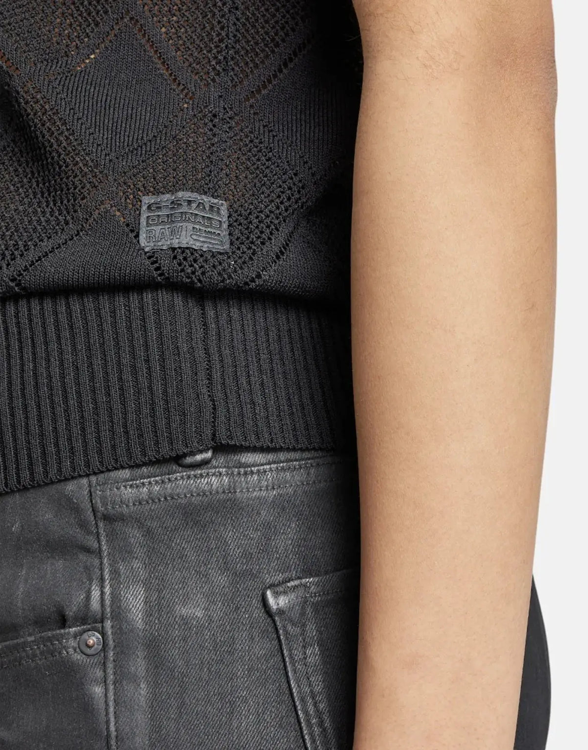 G-Star RAW Pointelle Mock Knitted Caviar Sweater - Subwear