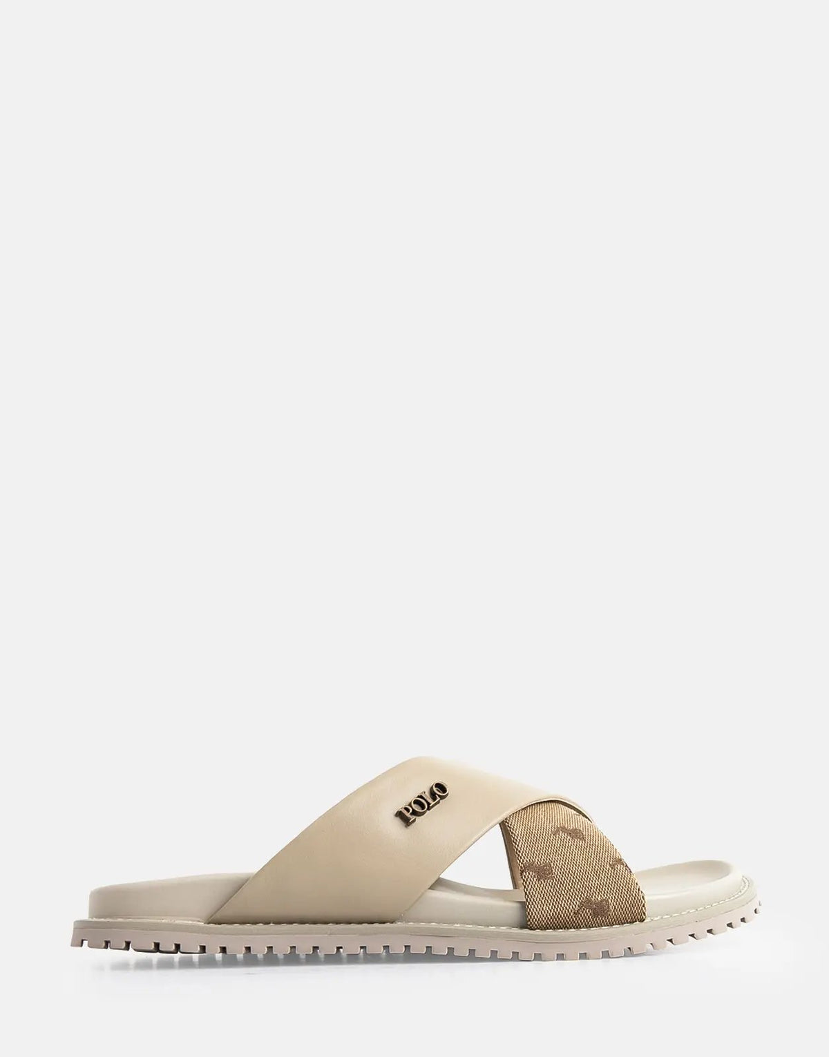 Polo Cross Strap Jacquard Taupe Sandals - Subwear