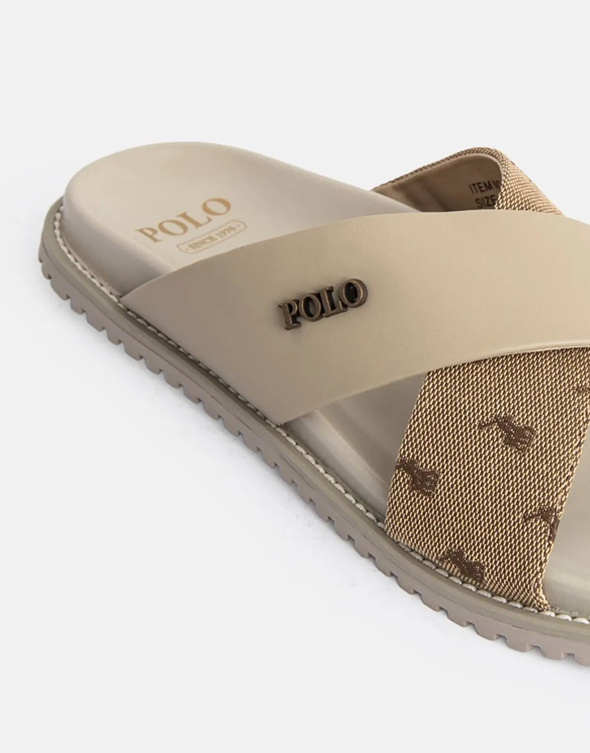 Polo Cross Strap Jacquard Taupe Sandals - Subwear