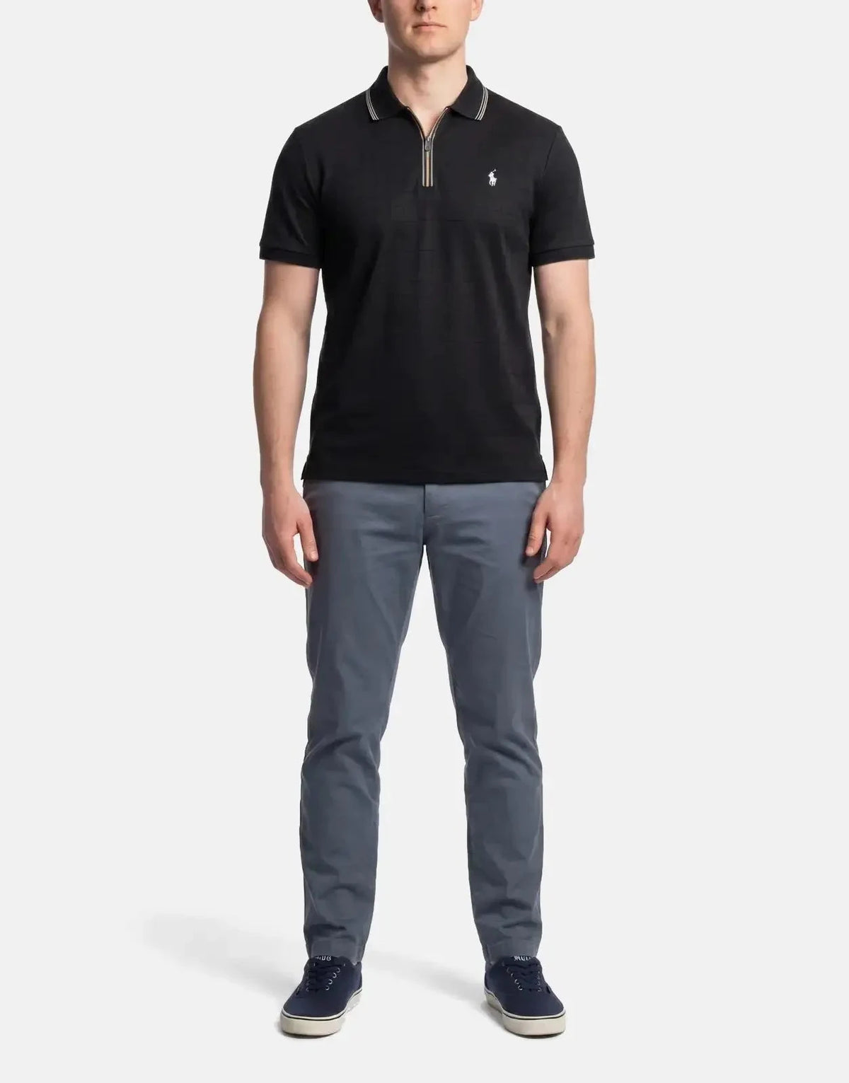 Polo Plain 1/4 Zip Black Golfer - Subwear