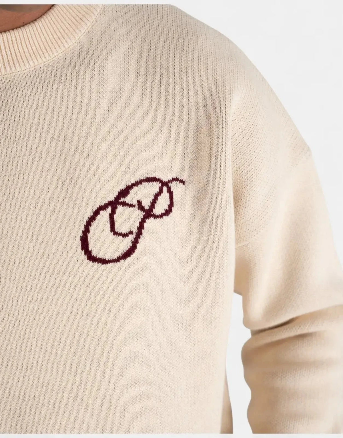 Prohibited Initial Knit Cream Sweatshirt - Subwear