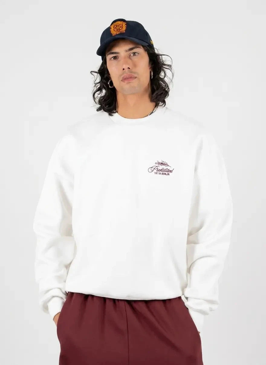 Prohibited Leaf Crew Neck Offwhite Sweatshirt - Subwear