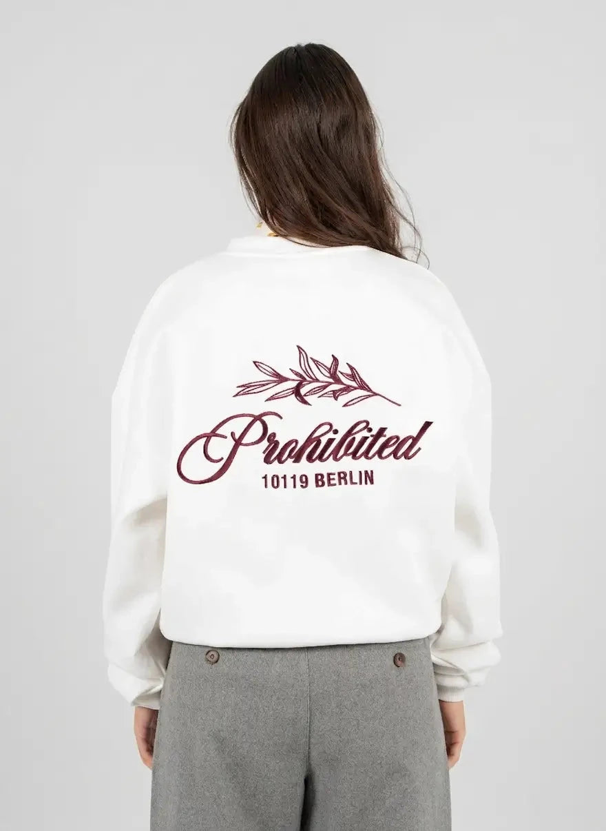 Prohibited Leaf Crew Neck Offwhite Sweatshirt - Subwear