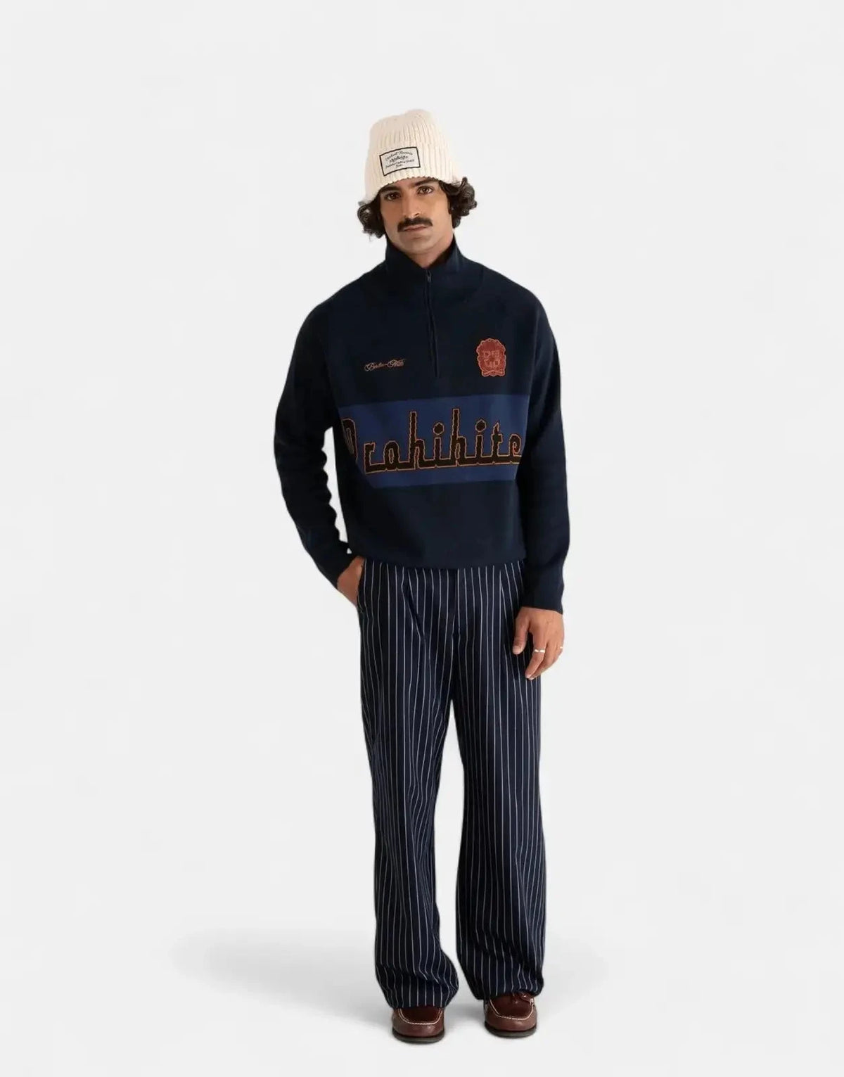 Prohibited Retro Knit Half-Zip Navy - Subwear