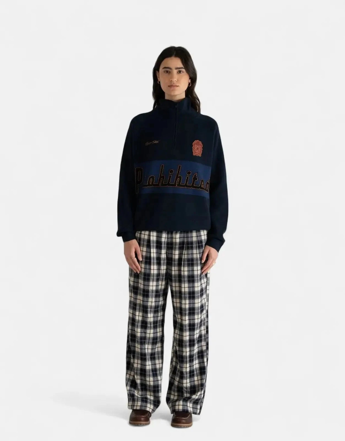 Prohibited Retro Knit Half-Zip Navy - Subwear