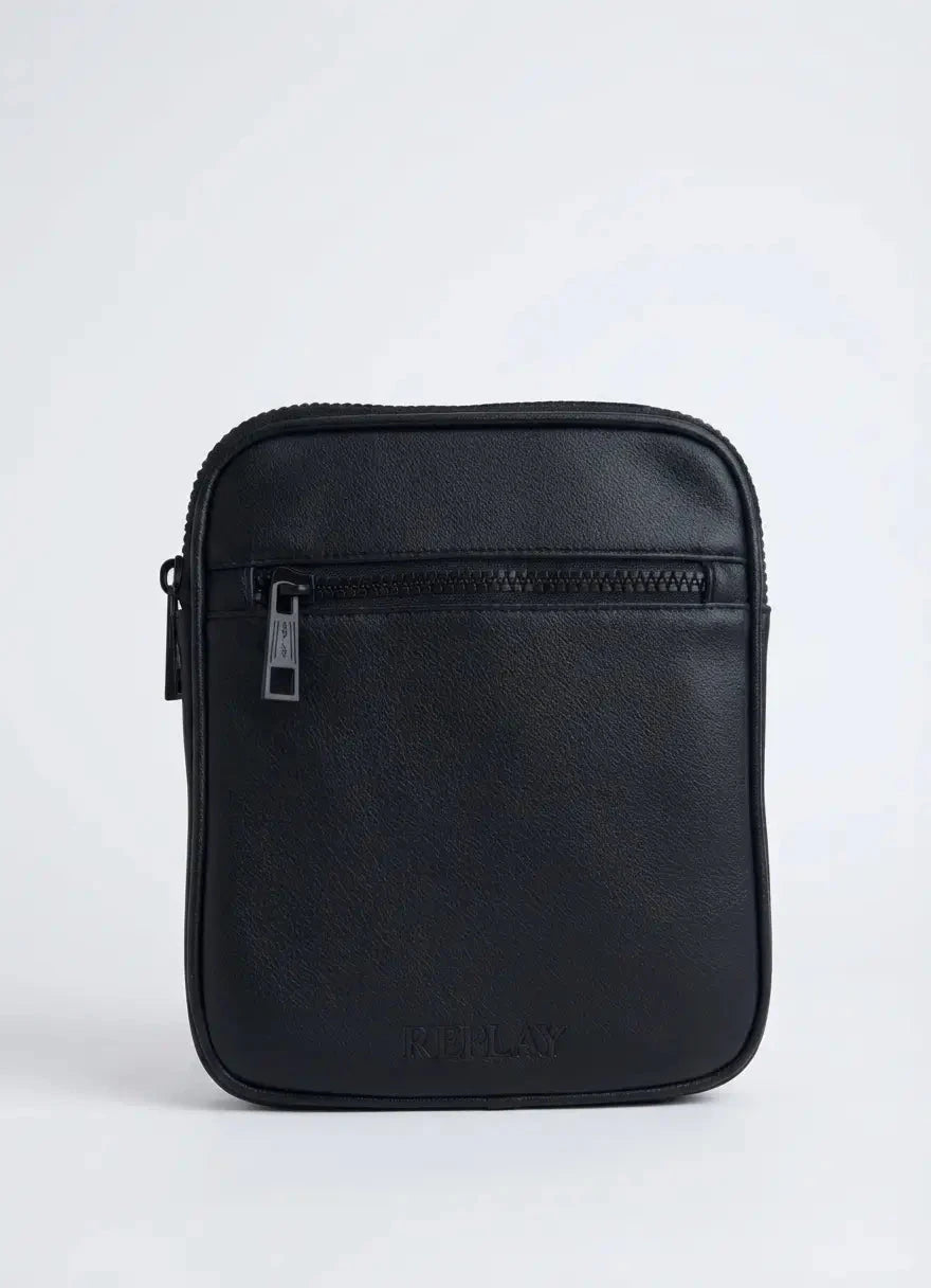 Replay Black Leather Side Bag - Subwear