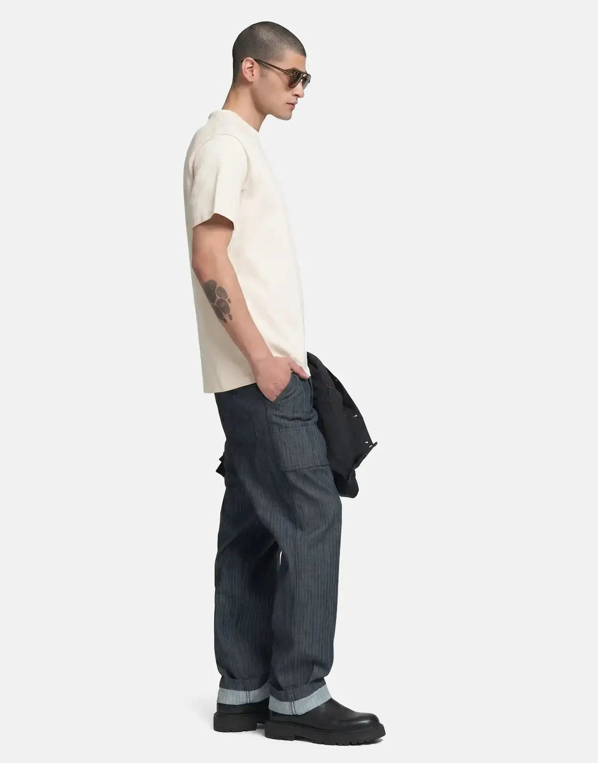 Replay Blue Jeans Side Stitch Print Natural Rope T-Shirt - Subwear