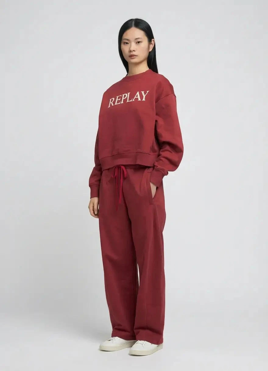 Replay Large Font Wine Red Sweatshirt - Subwear