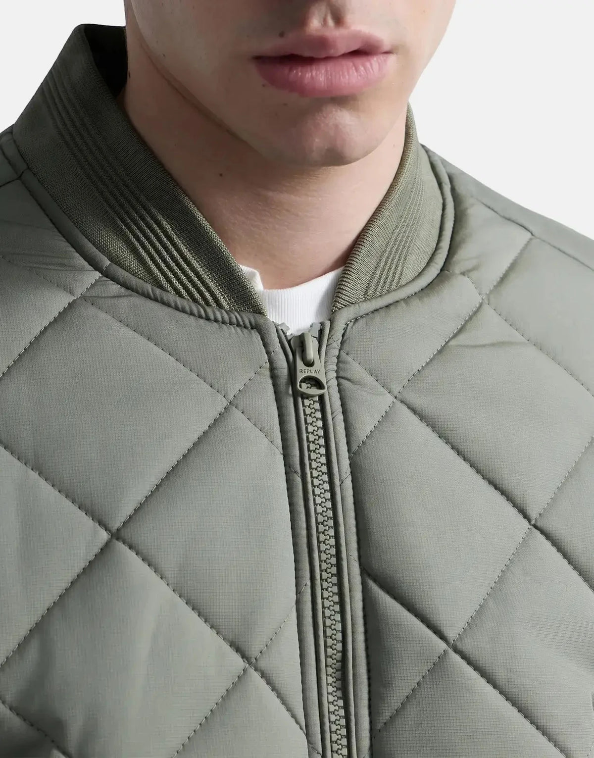 Replay Quilted Mud Green Jacket - Subwear
