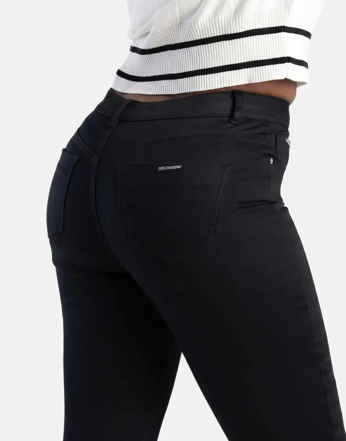 Sissy Boy Robyn Black Sateen Mid Waist Skinny Jeans - Subwear