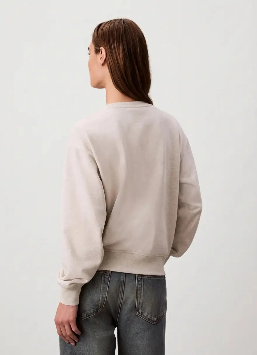 Calvin Klein Monologo French Terry Beige Relaxed Sweatshirt - Subwear