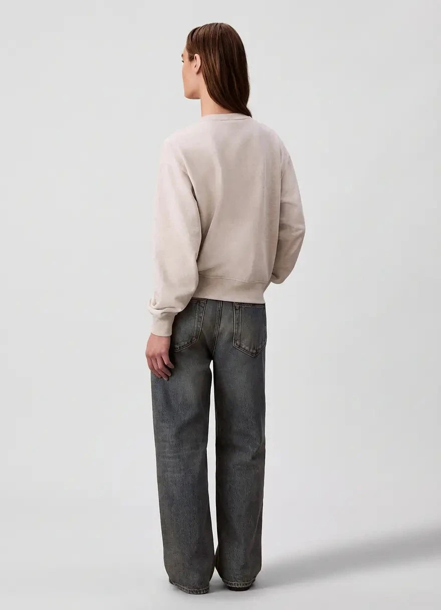 Calvin Klein Monologo French Terry Beige Relaxed Sweatshirt - Subwear