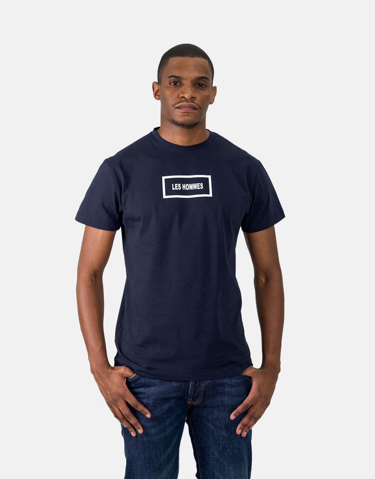 Les Hommes Box Print Navy T-Shirt - Subwear