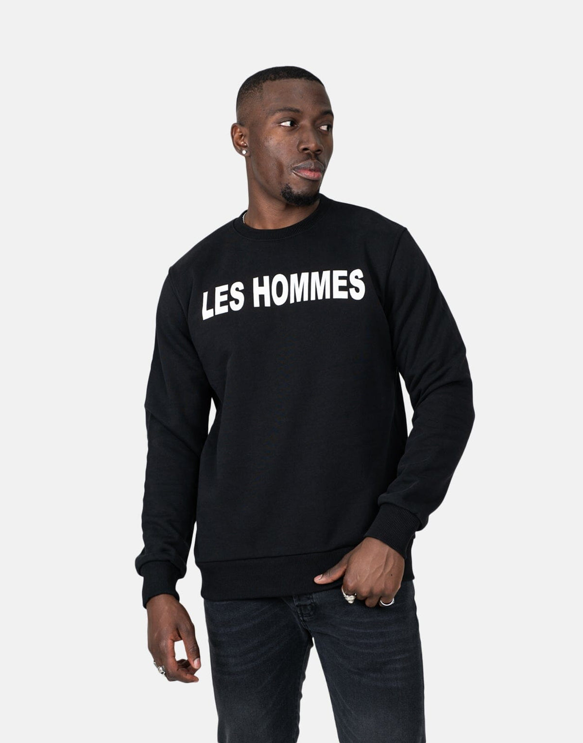 Les Hommes Chest Font Black Sweatshirt - Subwear