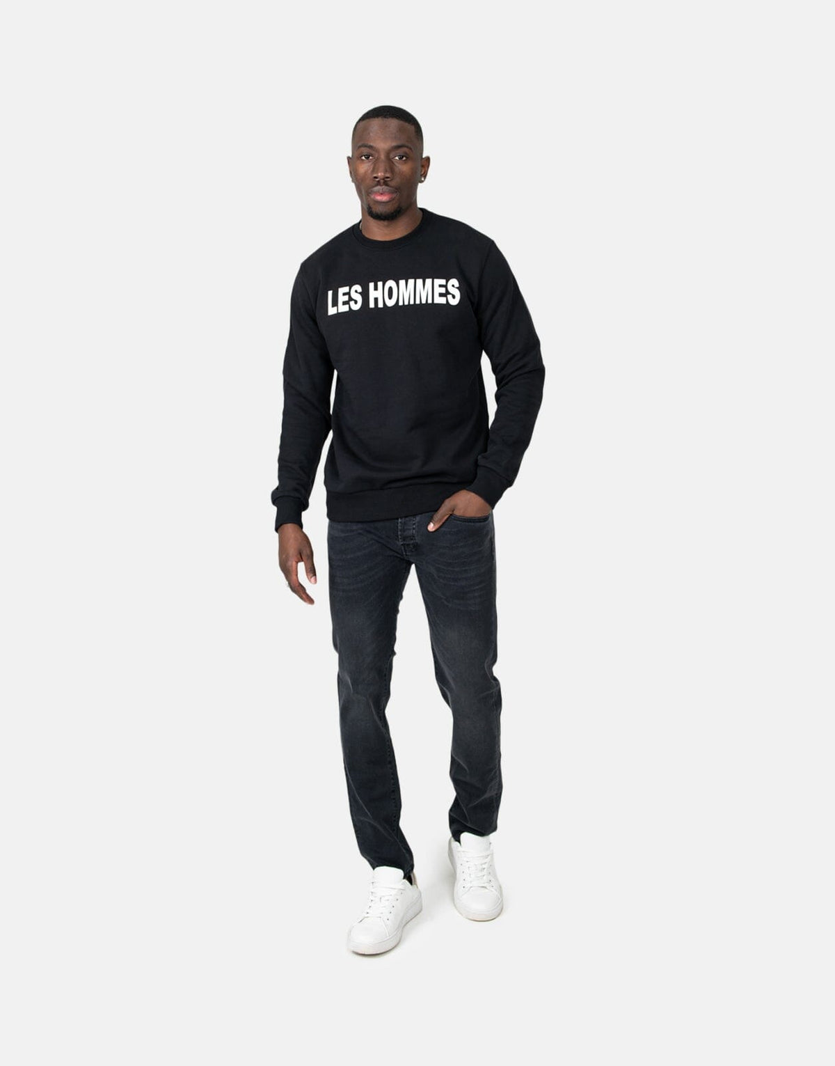 Les Hommes Chest Font Black Sweatshirt - Subwear