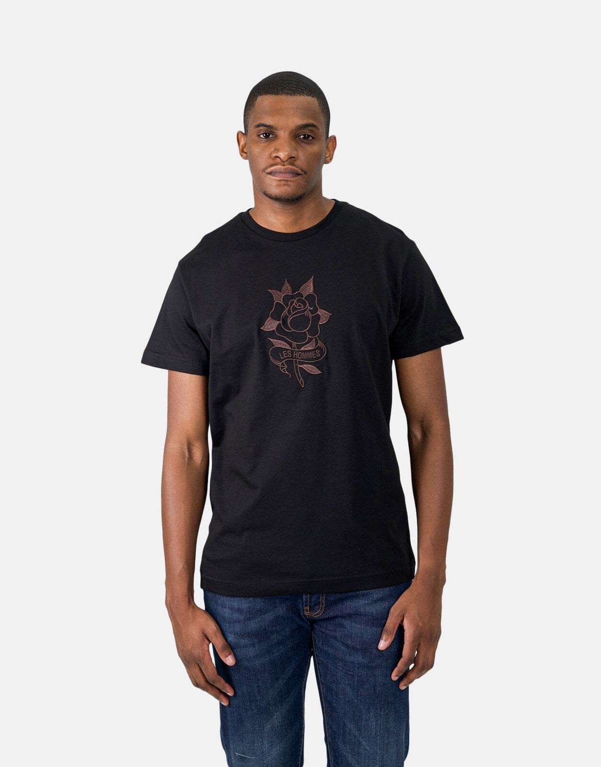 Les Hommes Embroidery Black T-Shirt - Subwear