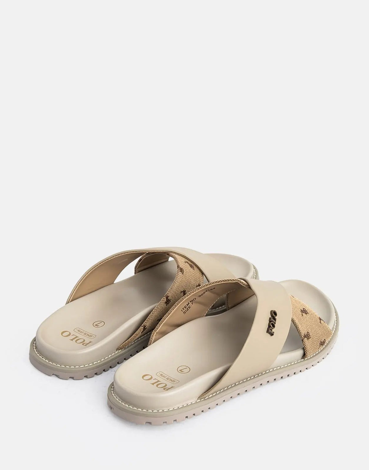 Polo Cross Strap Jacquard Taupe Sandals - Subwear
