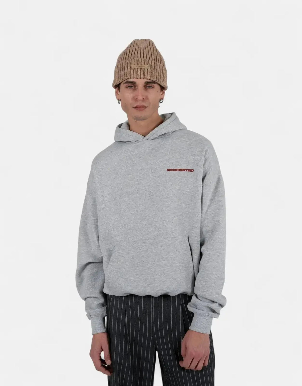 Prohibited 10119 Grey Melange Hoodie - Subwear