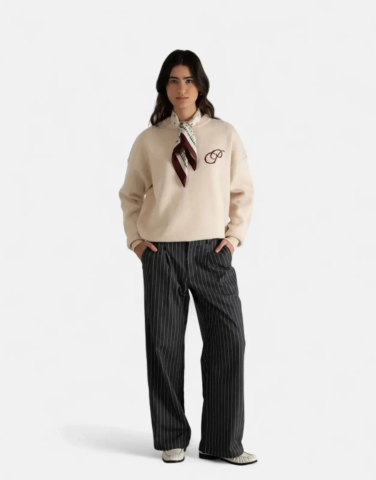Prohibited Initial Knit Cream Sweatshirt - Subwear