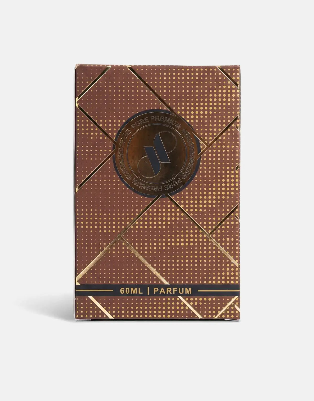 Pure Premium Intense Energie Perfume in a brown and gold rectangular 60ml box, featuring a prominent 'JP' logo and '100%