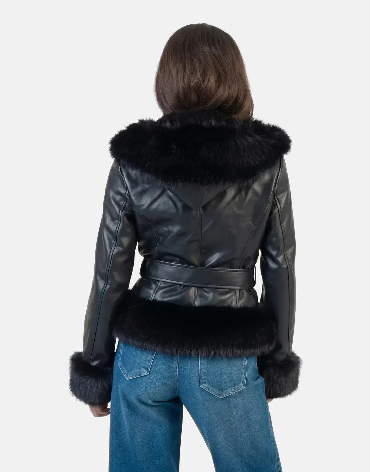 Sissy Boy Cherish You Belted Faux Fur Black Jacket - Subwear