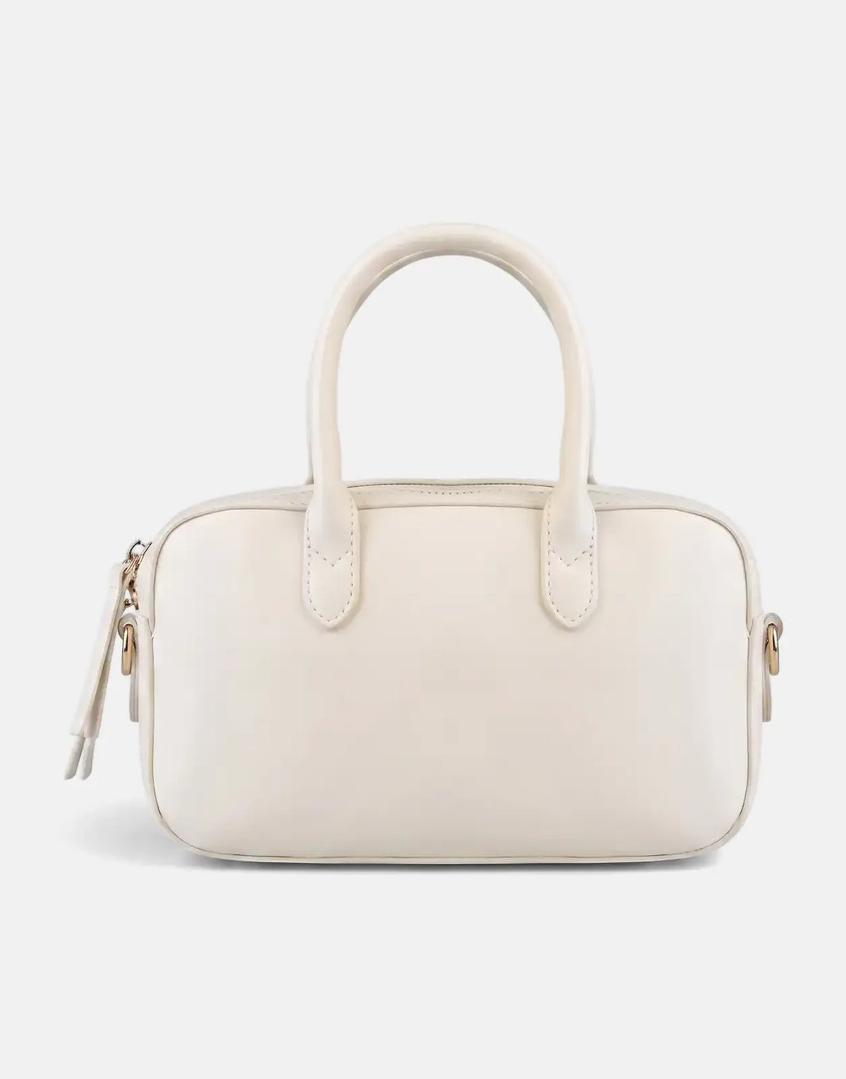 Sissy Boy Emory off-white rectangular handbag with double top handles, a zipper closure, and subtle gold-tone hardware,